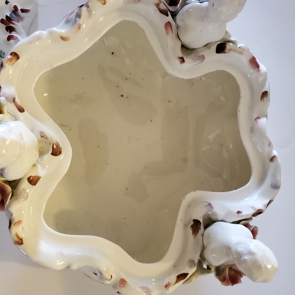 Vintage Capodimante Italian Porcelain Reticulated Trinket Box Candy Dish - Picture 7 of 11